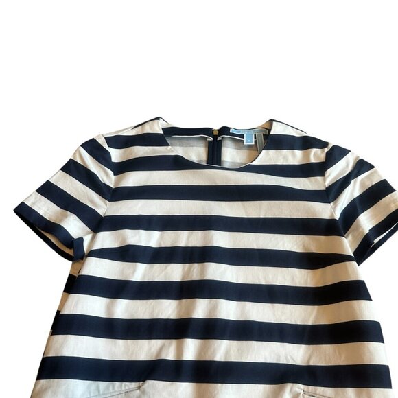 Draper James White Navy Stripe Shift Dress Nautical Vacation Travel Size 6 Women - Picture 2 of 10